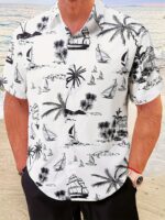 Men's Trendy Hawaiian Shirt With Fancy Palm Tree Prints For Summer Beach, Pool And Vacation - Image 8