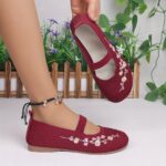 ⁦Women'S Fashionable Floral Mary Jane Flats - Soft, Comfortable Slip-On Shoes with Floral Design, Lightweight Rubber Sole, All-Season Wear, Casual Footwear | Floral Pattern | Comfortable Footwear⁩ - الصورة ⁦11⁩