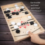 ⁦Fast Sling Puck Game - Classic Wooden Tabletop Board Game for Two Players, Family-Friendly Interactive Desktop Strategy Game with High-Elasticity Foam Pieces, Ideal for Parties and Family Gatherings, Educational Toy | Classic Design | Wooden Elements, Gam⁩ - الصورة ⁦2⁩