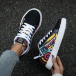 ⁦1 Pair Unisex Geometric Pattern Casual Sneakers - Lightweight Low Top Lace-Up Shoes with Round Toe, Fabric Upper & EVA Sole for Outdoor, Walking, and Daily Wear⁩ - الصورة ⁦7⁩