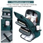 ⁦1pc Waterproof 43.94cm Business Laptop Backpack with Shoe Compartment, Large Capacity Travel Rucksack for Hiking & Camping, Multiple Compartments & Padded Sleeves, Fits College Students & Women's Work Carry-On, Teal Green, Organized Storage Design | Highq⁩ - الصورة ⁦14⁩
