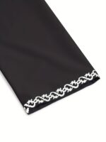 Men's White Hooded Kaftan with Black Embroidery & Faux Pockets - Long Sleeve Traditional Arabian Robe for Ramadan & Eid al-Adha Festivals, Casual Polyester Blend, Loose Fit, All-Season Wear, Casual Wear | Decorative Robe | Elastane Fabric - Image 10