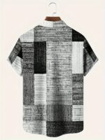 Men's Casual Short Sleeve Shirt With Retro Geometric Pattern, Summer Hawaiian Vacation Top, Button Up Collar, Leisure Style - Image 4