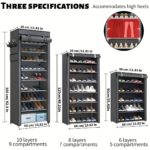 Multi functional 6/8/10 layer shoe organizer with dust cover - easy to assemble, portable storage, suitable for 27-35 pairs of sports shoes, high heels, and boots - ideal for home use - Image 8