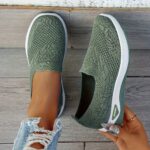 Women'S Breathable Black Sneakers with White Sole - Casual, Motion-Control Support, Rubber Base, All-Season Comfort Shoes, Casual Footwear | Stylish Sneakers | Comfortable Walking Shoes - Image 2