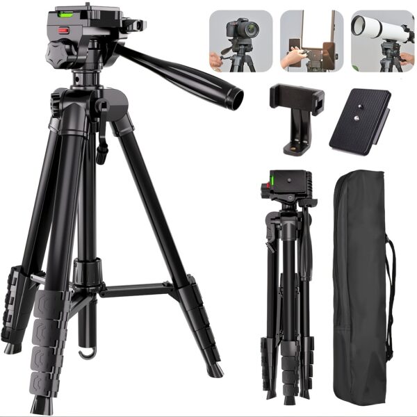Tripod, 73-inch Camera Tripod with Travel Bag for Photography/Videography, Professional Heavy-Duty Tripod with Phone Holder Suitable for DSLR/SLR/DV/Projector/Mobile Phones