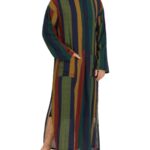 INCERUN Men's Islamic Arab Kaftan - Striped Print Long Sleeve Thobe, Loose Fit Full-Length Caftan for Casual & Sleepwear, Breathable Machine-Washable Spring/Summer Pajama Dress, Muslim Dress - Image 9
