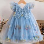 Girls' Dreamy 3D Butterfly Wings Dress - Sweet and Colorful Floral Embroidered Tulle Princess Skirt for Summer Birthday Parties - Image 11