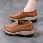 Women's Casual Genuine Faux Leather Platform Loafers - Lightweight Slip-on Fashion Sneakers with Round Toe, Soft PU Sole, Mid Top Design, Comfort Insole, All-Season Shoes from Quanzhou - Image 3