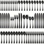 60pcs Blacks Golden Silverware Set, Stainless Steel Flatware Cutlery Set Service for 12, Tableware Eating Utensils Include Knives/Forks/Spoons, Mirror Polished, Dishwasher Safe Weddings, birthday parties, Independence Day, Oktoberfest anniversary - Image 4