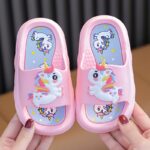 Cute Cartoon Unicorn Open Toe Slippers For Girls, Non Slip Lightweight Slippers For Indoor Shower Pool, All Seasons - Image 2