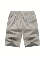 Men's Breathable Cotton Cargo Shorts - Solid Color, Drawstring Waist with Zipper Pockets, Casual Summer Wear - Image 7