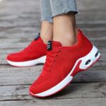 ⁦Women's Breathable Mesh Athletic Sneakers - Lightweight & Stylish Running Shoes with Air Cushion, Lace-Up Low Tops in Gray & Pink with NIKSON Logo⁩ - الصورة ⁦9⁩