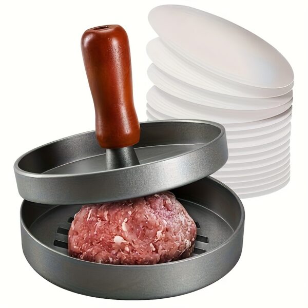 1PC Non-Stick Burger Press Patty Maker - Metal Hamburger Mold for Beef, Cheese, Veggie Burger Making, Suitable for BBQ Grill Cooking