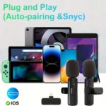 2pcs AMOSIJOY Wireless Lavalier Microphone System with 7.44meter Range, 5 Hours Playtime, Noise Cancellation, USB Charging, Rechargeable Polymer Battery - Ideal for Vlogging & Online Content Creation, Vlogging Equipment | Omnidirectional Microphone | Rech - Image 2
