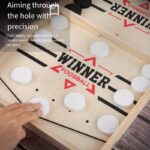 ⁦Fast Sling Puck Game - Classic Wooden Tabletop Board Game for Two Players, Family-Friendly Interactive Desktop Strategy Game with High-Elasticity Foam Pieces, Ideal for Parties and Family Gatherings, Educational Toy | Classic Design | Wooden Elements, Gam⁩ - الصورة ⁦5⁩