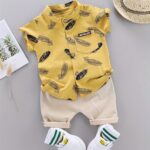 Toddler Summer Feather Print Shirt Shorts Set, for Outdoor - Image 13
