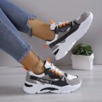 Women's Colorblock Casual Sneakers, Lace Up Comfy Soft Sole Platform Shoes, Lightweight Low-top Daily Shoes plus size - Image 3