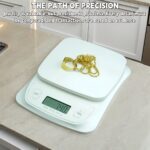⁦1pc 6kg/13oz Digital Kitchen Scale 0.1g Precision High Accuracy, Compact White Food Scale for Baking, Coffee, Jewelry - Battery-Powered with Large Display, Requires 2 AAA Batteries (Not Included), Baking Essentials, Sleek Design, Easytoread Display⁩ - الصورة ⁦8⁩