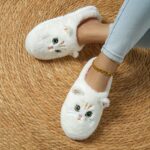 ⁦Women's Cute Cartoon Black Cat Slippers with Big Eyes and Ears, Soft Warm Non-slip Indoor House Slip-on Slippers with Fabric Upper, Inner, Insole and TPR Sole⁩ - الصورة ⁦8⁩