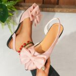⁦Women's Fashion Bow-Knot Flat Sandals, Casual Versatile Slip-Ons with Pointed Toe, Fabric Upper and Rubber Sole for All Seasons, Ladies Sandals⁩ - الصورة ⁦11⁩