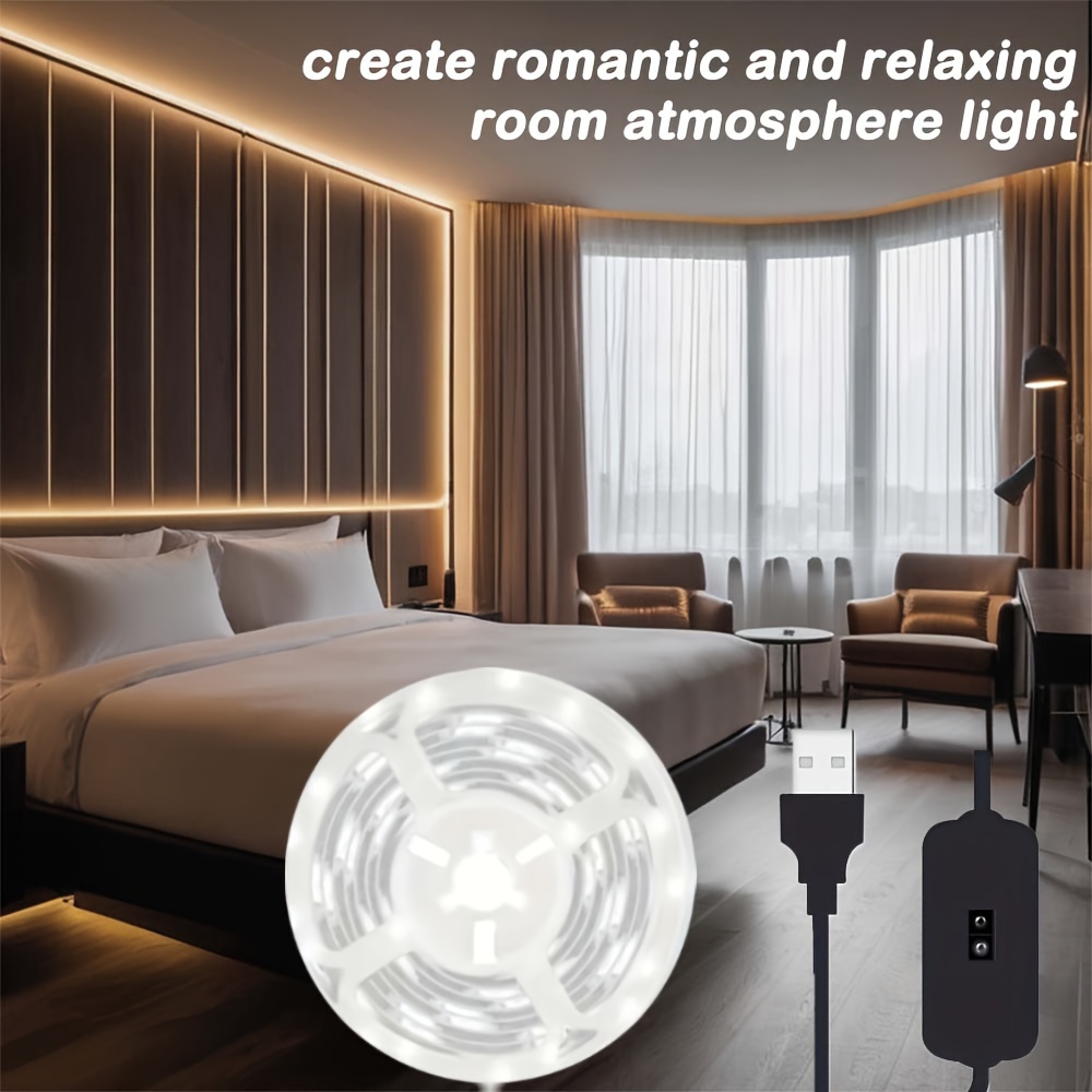 c8b26967-1f0a-46bc-bfeb-d08530443334.jpg Valentine'S Day Warm White LED Strip Light with Motion Sensor - Easy Install USB Powered Lighting for Bedroom, Home, Kitchen, Wardrobe Decoration - Flexible Cuttable Tape, Romantic Space Theme, Non-changing White Light - Image 1