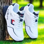 Men's Lightweight Breathable Mesh Running Shoes - White Low-Top Sneakers with Striped Design, EVA Cushion & Rubber Sole for All-Season Training, Gym, Casual Wear - Image 8