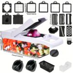 ⁦1 Set, 22in1/ 15in1, Vegetable Chopper, Multifunctional Fruit Slicer, Manual Food Grater, Vegetable Slicer, Cutter With Container, Onion Mincer Chopper, Household Potato Shredder, Kitchen Stuff, Kitchen Gadgets, Dorm Essentials Kitchen Accessories⁩ - الصورة ⁦6⁩