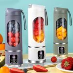 USB Rechargeable Portable Juicer - Mini Blender with 10-Blades, Digital Display, Three Modes, Easy-to-Clean, Ideal for Smoothies & Fresh Juice, Perfect for Travel - Great Gift for Health Enthusiasts, Ice Crusher, On-The-Go