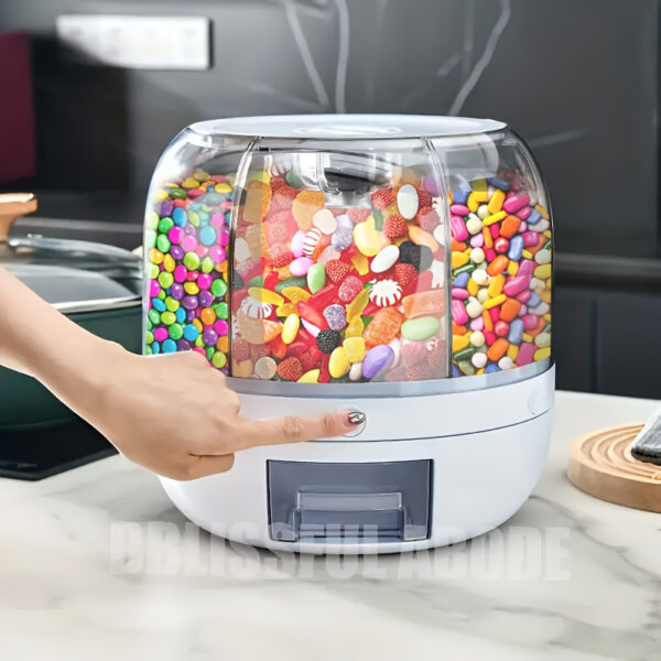 1pc Halloween Christmas Rotating Candy Bucket, Multi-Compartment Large Capacity Grain Storage Container, Mini Candy, Small Food Granules, Large Capacity Storage Bucket, Moisture-Proof Sealed Storage Jar