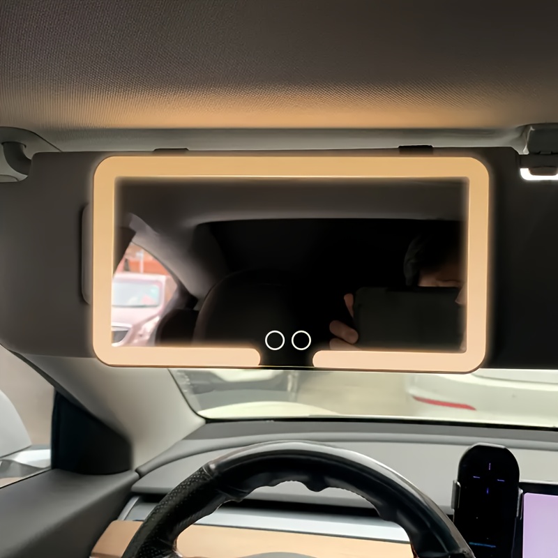 c9f12ea2-0f54-4e7d-8c3f-d2407e8a7d49.jpg Rechargeable LED Car Makeup Mirror with Touch Screen, 3 Lighting Modes & Built-In Fill Light - USB-Powered Sun Visor Mirror for Cars, Trucks, SUVs - Keep Beautiful Anywhere, Anytime - Image 1