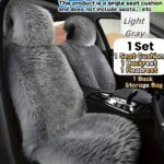 Luxury Plush Car Seat Covers - Thick Soft Faux Fox Fur 3pcs Front Single Seat Cushion Set with Back Storage Bag - Universal Fit Winter Warm Car Seat Protector for Driver and Passenger, Automotive Seat Pad, Winter Car Accessory | Plush Texture | Knit Fabri - Image 2