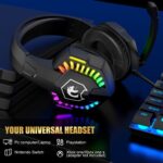 ⁦ATTACK SHARK ZIYOU LANG T11 Wired Gaming Keyboard and Mouse Headset Combo, Ergonomic Rainbow LED Backlit Keyboard with Microphone, Over-Ear Headphones, Optical Movement Detection, PC Compatible, No Battery Required⁩ - الصورة ⁦4⁩