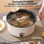 24cm Single-Layer Electric Cooking Pot with Visual Lid - Non-Stick, Multi-Functional, Ideal for Home, Dorm, and Parties, White with Red Accents, Durable PP Material, Plug-In Electric Stove, Dorm Cooking Pot | Modern Kitchenware | Durable Cookwar - Image 5
