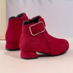 ⁦Trendy Elegant High-heeled Boots With Zipper For Girls, Lightweight Non Slip Boots For Indoor Outdoor Travel, Spring And Autumn⁩ - الصورة ⁦10⁩