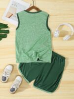Boy's 2pcs Breathable Casual Sporty Style Outfit, Color Clash Tank Top & Shorts Set, Boy's Clothes For Summer - Image 5
