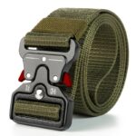 Durable Nylon Tactical Belt for Men, Quick Release Buckle, Elastic Outdoor Training Canvas Waistband, Black - Image 9