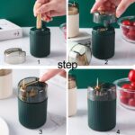 ⁦Automatic Pop-Up Toothpick Holder – Easy Press, Convenient Home & Restaurant Use, Green Plastic with Golden Accents, Transparent Lid, Stylish and Functional Toothpick Dispenser⁩ - الصورة ⁦2⁩