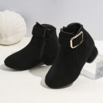 ⁦Trendy Elegant High-heeled Boots With Zipper For Girls, Lightweight Non Slip Boots For Indoor Outdoor Travel, Spring And Autumn⁩ - الصورة ⁦8⁩
