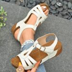 Women's Comfortable Brown Faux Cover Wedge Sandals with Adjustable Buckle Straps, Open Toe Design, and Arch Support for Casual Summer Wear, Garden Relaxation Shoes | Buckle Closure Sandals | Durable Pu Sole - Image 4