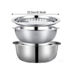⁦A Set of Three Stainless Steel Kitchen Tools, Including an Integrated Grinder, a Multifunctional Strainer, And a Mixing Bowl - Perfect for Cleaning And Slicing Fruits, Vegetables, And Cheese | Food-Safe with a Drainage System, Ideal for Home Cooking And K⁩ - الصورة ⁦3⁩