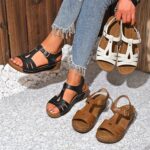 Women's Comfortable Brown Faux Cover Wedge Sandals with Adjustable Buckle Straps, Open Toe Design, and Arch Support for Casual Summer Wear, Garden Relaxation Shoes | Buckle Closure Sandals | Durable Pu Sole - Image 6