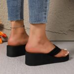 Women's Platform Flip Flops - Lightweight Foam Sandals with Arch Support | Non-Slip Beach & Pool Shoes - Image 3