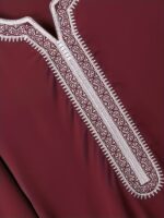 2024 New Men's Traditional Arabic Abaya Robe - Retro Style V-Neck Long Sleeve Green Muslim Prayer Dress, H-Type Fit for Daily Wear & Religious Ceremonies, Allseason Robe, Vneck Design, Intricate Embroidery, Solid Color Attire - Image 8