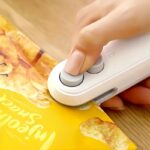Portable Bag Sealer, USB Rechargeable 16W Hand Press Snack Seal Machine, Semi-Automatic Plastic Ziplock Bag Sealer with Magnetic Closure, 150mAh Lithium Battery, Compact Design for Home Use
