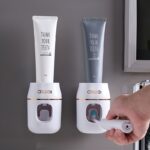 Automatic Toothpaste Dispenser with Toothbrush Holder, Wall-Mounted, Manual Squeeze Toothpaste Tube Saver, No Electricity or Battery Needed, Lightweight Design for Home and Kids
