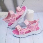 ⁦Trendy Cute Shiny Open Toe Sandals For Girls, Breathable Non-slip Sandals For Holiday Beach⁩ - الصورة ⁦3⁩