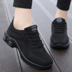 ⁦Women's Breathable Mesh Athletic Sneakers - Lightweight & Stylish Running Shoes with Air Cushion, Lace-Up Low Tops in Gray & Pink with NIKSON Logo⁩ - الصورة ⁦10⁩