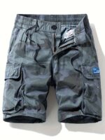 Men's Camo Cargo Shorts with Multiple Pockets - Cotton Blend, Casual Outdoor & Hiking Wear - Image 3