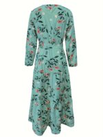 ⁦2023 New Women's Elegant Middle Eastern Abaya - Black Floral Print with Red Flowers, Long Sleeve Lace-Up Modest Dress, Machine Washable for Spring Summer Fall, Abaya Dress Fancy, Comfortable Modestwear, No Stretch Fabric, Muslim Fashion, Fancy Design, Bre⁩ - الصورة ⁦5⁩
